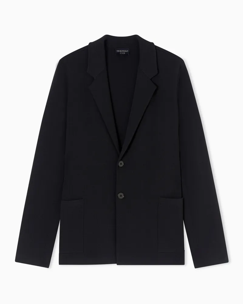 Emporio Armani Icon ASV Einreihiges Sakko aus Heavy Jersey Grau