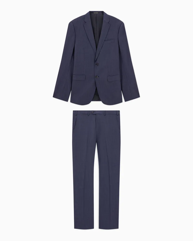 Emporio Armani Anzug im Denim-Look aus Schurwolle und Kaschmir Blau