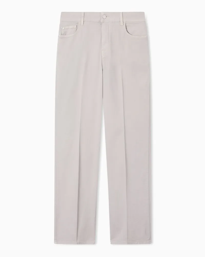 Emporio Armani J3H regular-fit trousers in garment-dyed brushed cotton Beige