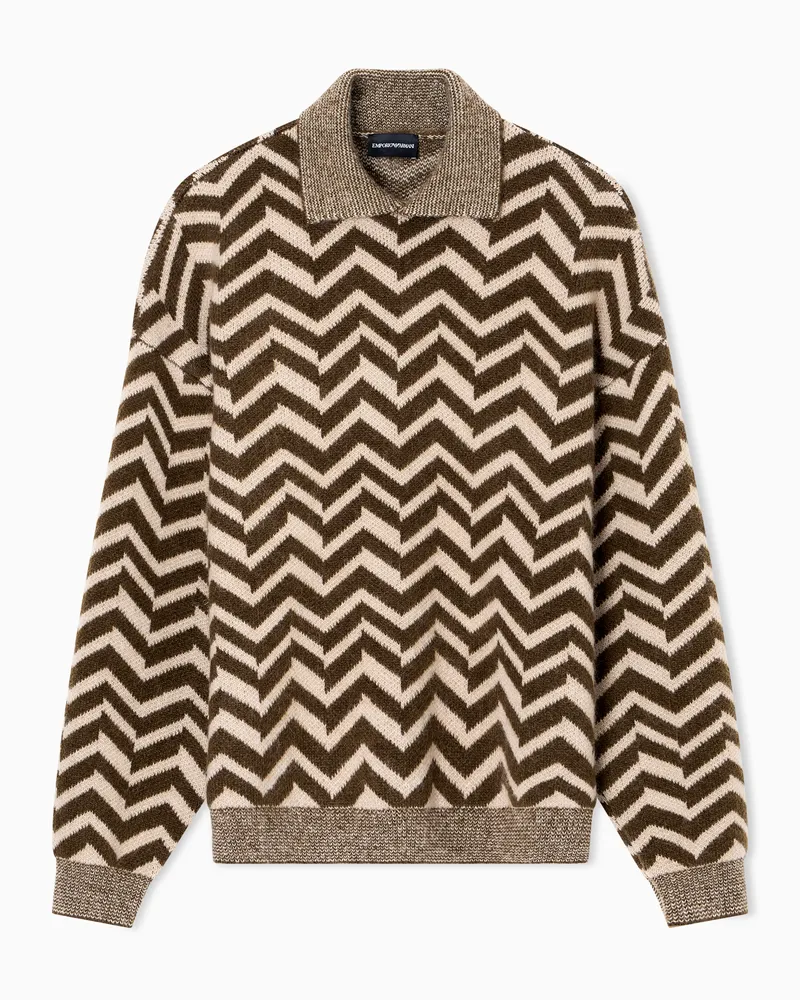 Emporio Armani Pullover aus Wollmischgewebe in Jacquard-Verarbeitung mit Chevron-Motiv Gemustert