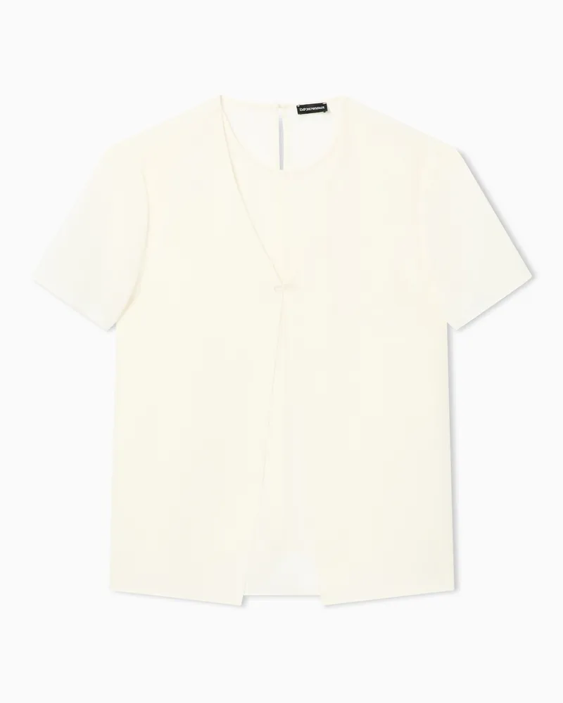 Emporio Armani Bluse aus Funktions-Georgette mit 2-teiligem Design Weiß
