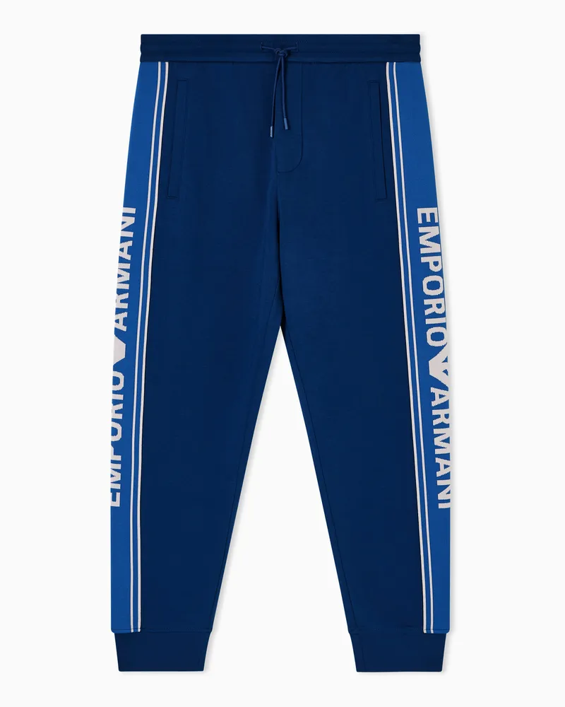 Emporio Armani ASV Jogginghose aus doppellagigem Jersey mit Logobändern Blau