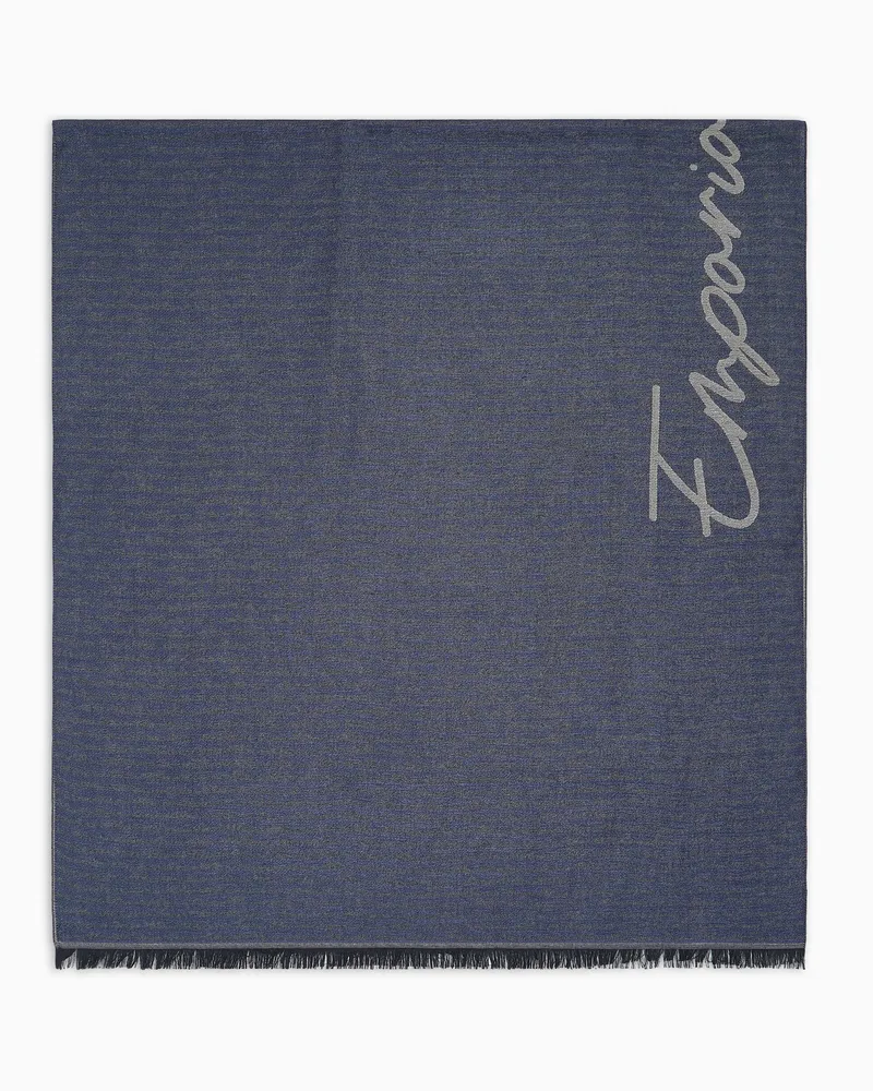 Emporio Armani Schal mit charakteristischem Logo-Schriftzug Blau