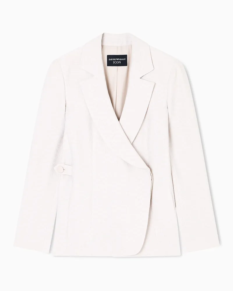 Emporio Armani Icon Blazer aus fließendem gewebtem Stoff Weiß