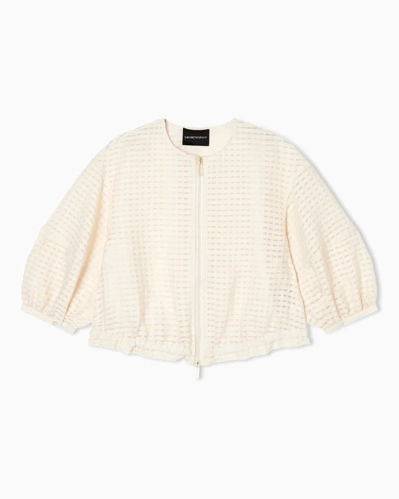 Emporio Armani Jacke aus Jacquard-Stoff mit Vichy-Karomuster in 3D-Optik Weiß