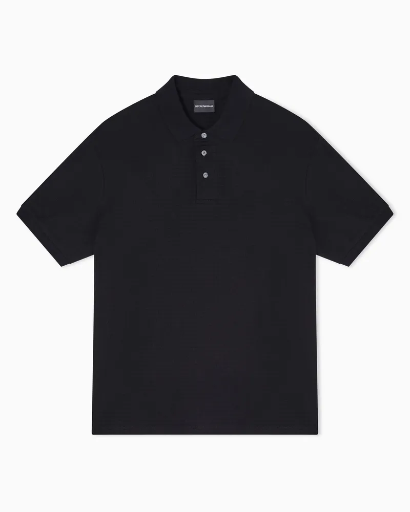 Emporio Armani Polo shirt in jacquard jersey with all-over lettering Schwarz