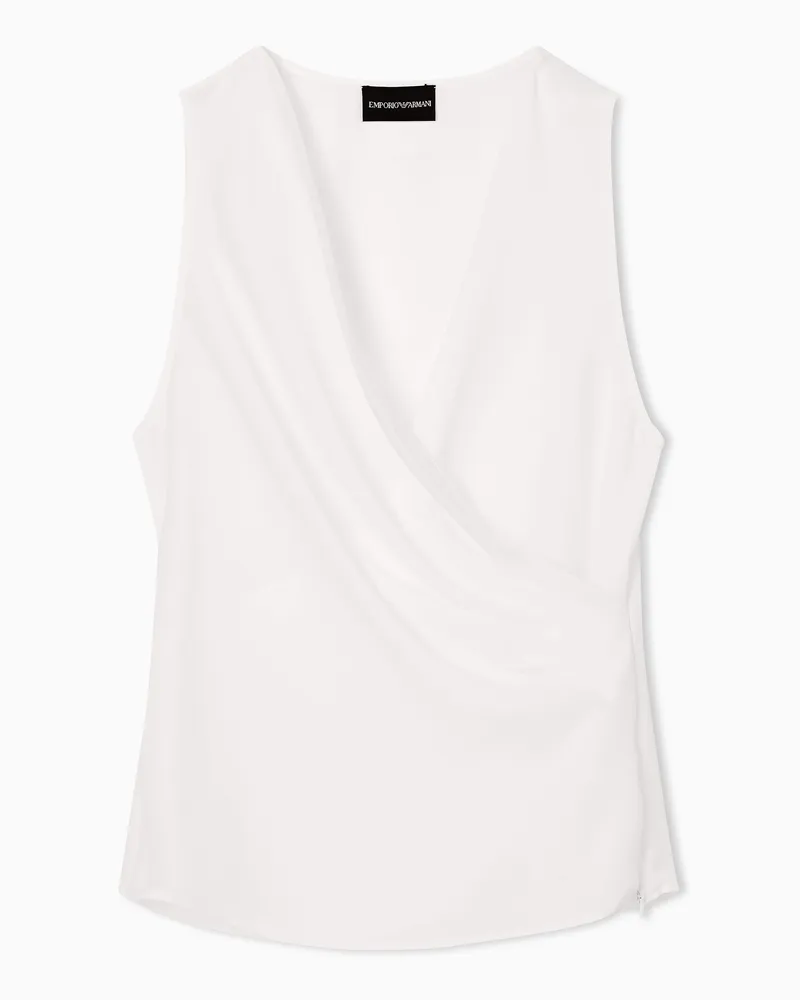 Emporio Armani Top mit Drapierung aus fließendem Crêpe Weiß