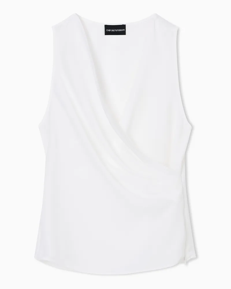 Emporio Armani Top mit Drapierung aus fließendem Crêpe Weiß
