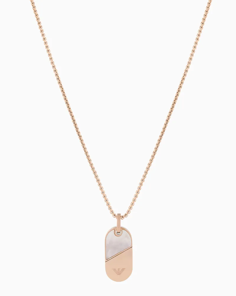 Emporio Armani Kette mit Plakette aus roségoldfarbenem Edelstahl Mehrfarbig
