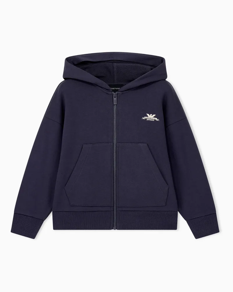 Emporio Armani Kapuzenjacke mit regularer Schnitt aus weichem Baumwollfleece Blau