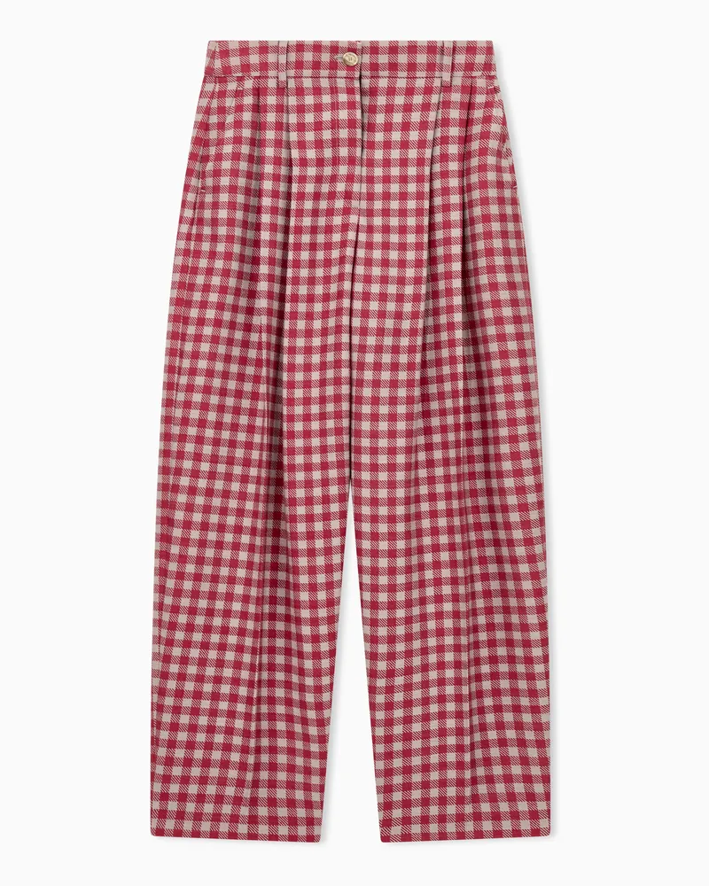 Emporio Armani Regular Fit Bundfaltenhose aus Wollmix mit Vichy-Muster Gemustert