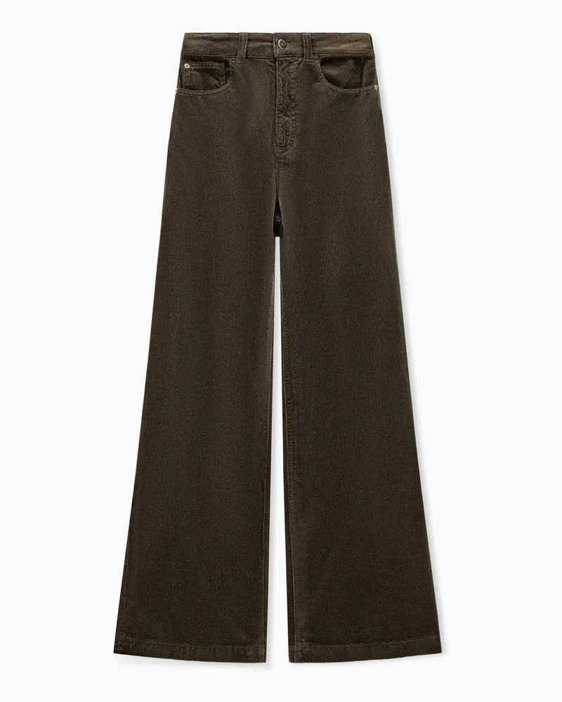 Emporio Armani 5-Pocket-Hose aus stückgefärbtem Cord mit weitem Bein Braun