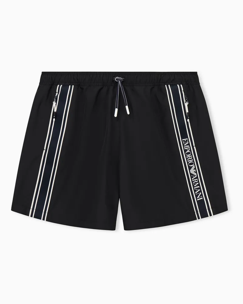 Emporio Armani Badeshorts mit Logoband Schwarz