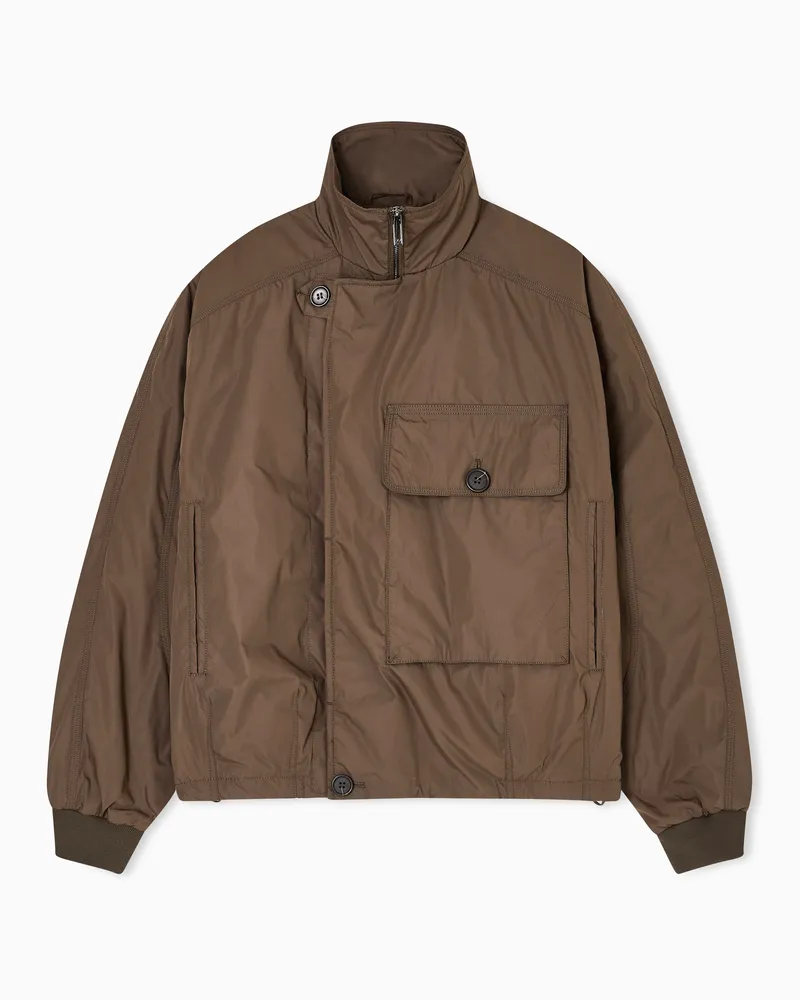 Emporio Armani Blouson aus Nylon mit Maxi-Tasche Braun