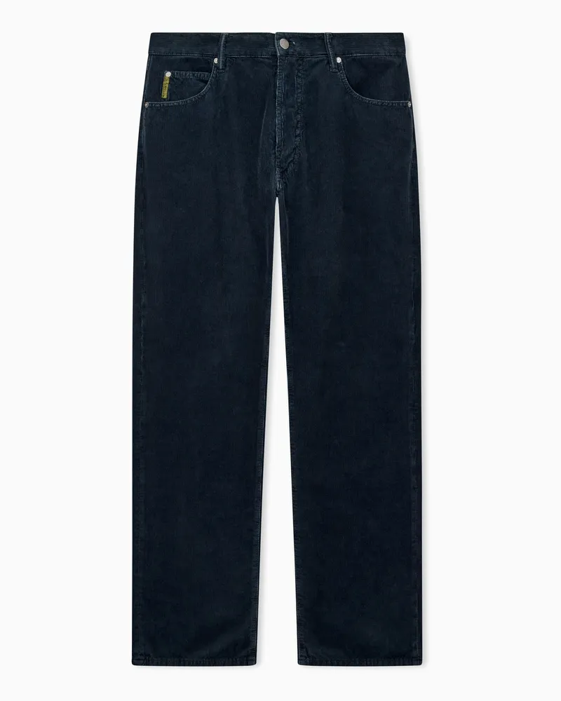 Emporio Armani Regular Fit 5-Pocket-Cordhose aus Baumwolle mit geradem Bein Marineblau