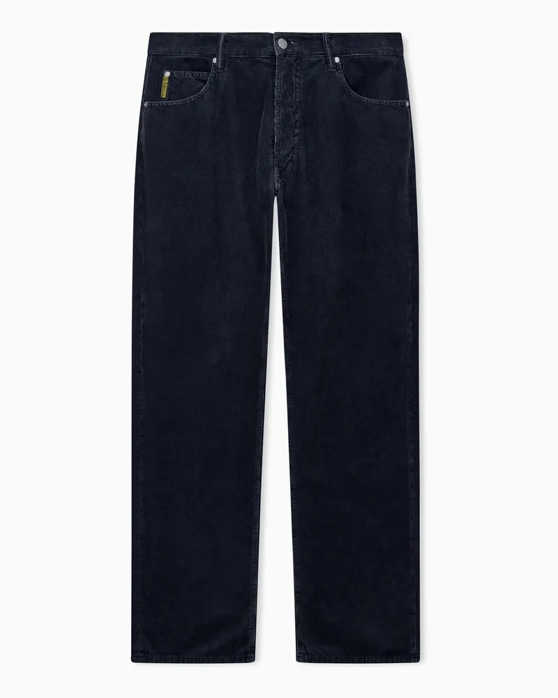 Emporio Armani Regular Fit 5-Pocket-Cordhose aus Baumwolle mit geradem Bein Marineblau