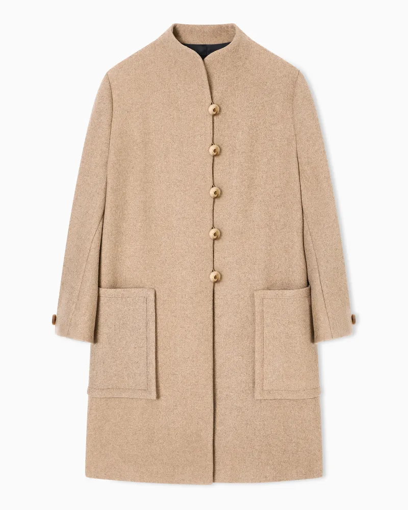 Emporio Armani Einreihiger Mantel Icon aus einer Woll-Mischung Beige