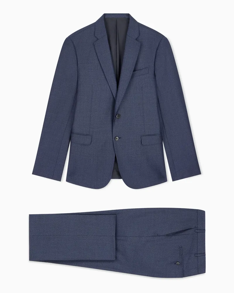 Emporio Armani Gefütterter Anzug aus Schurwolle im Riforma Design Blau
