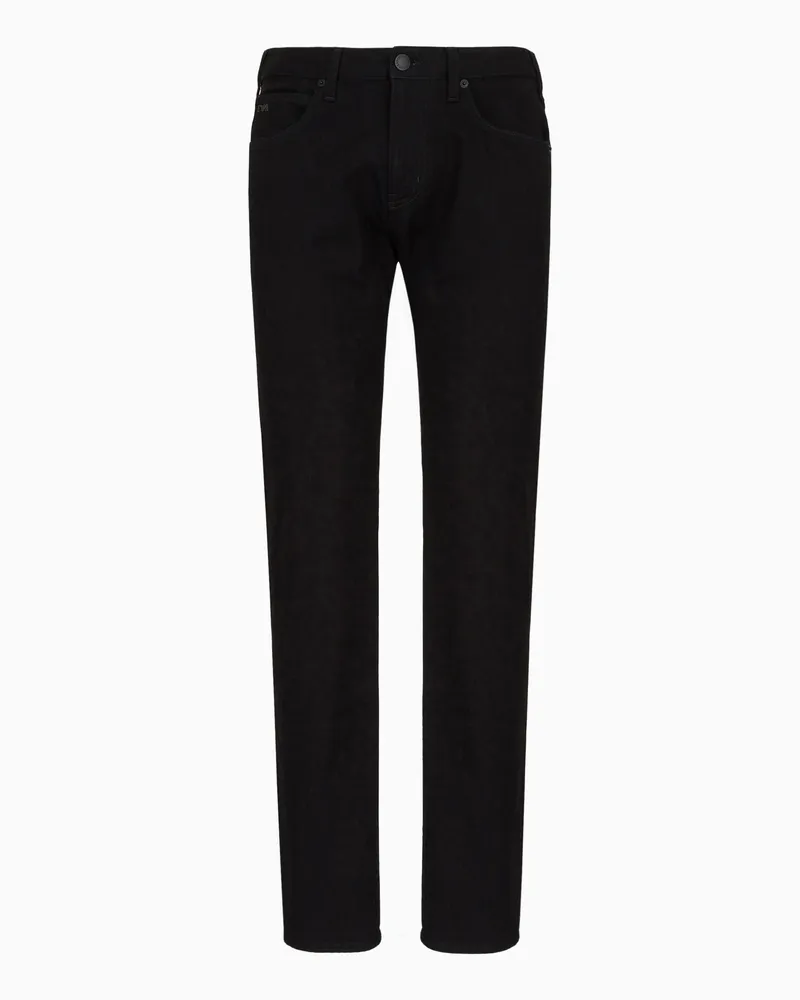 Emporio Armani Jeans J45 in Regular Fit aus gewaschenem Komfort-Denim 10,5 oz und Twill Schwarz