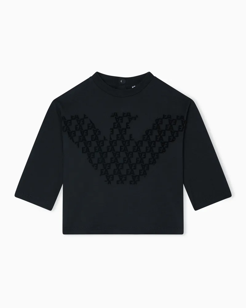 Emporio Armani ASV Langarm-T-Shirt aus Jersey mit Maxi-Logo und Adler Marineblau