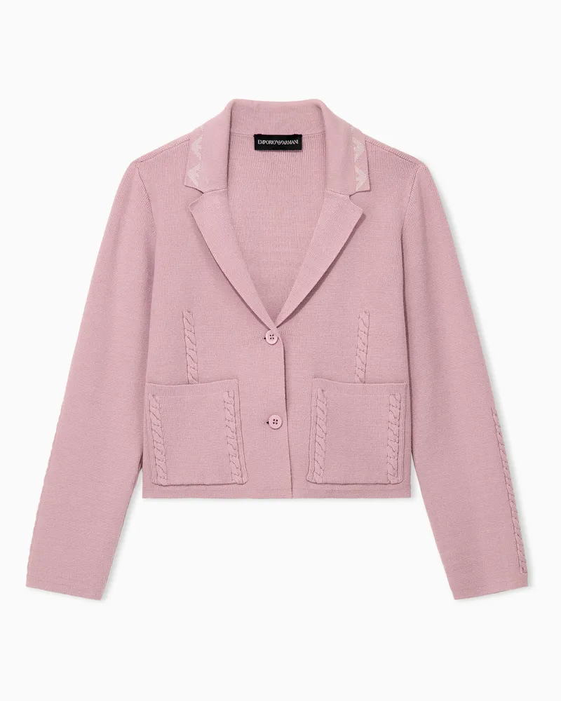 Emporio Armani Regular Fit Strickblazer aus Viskose mit Reverskragen Pink