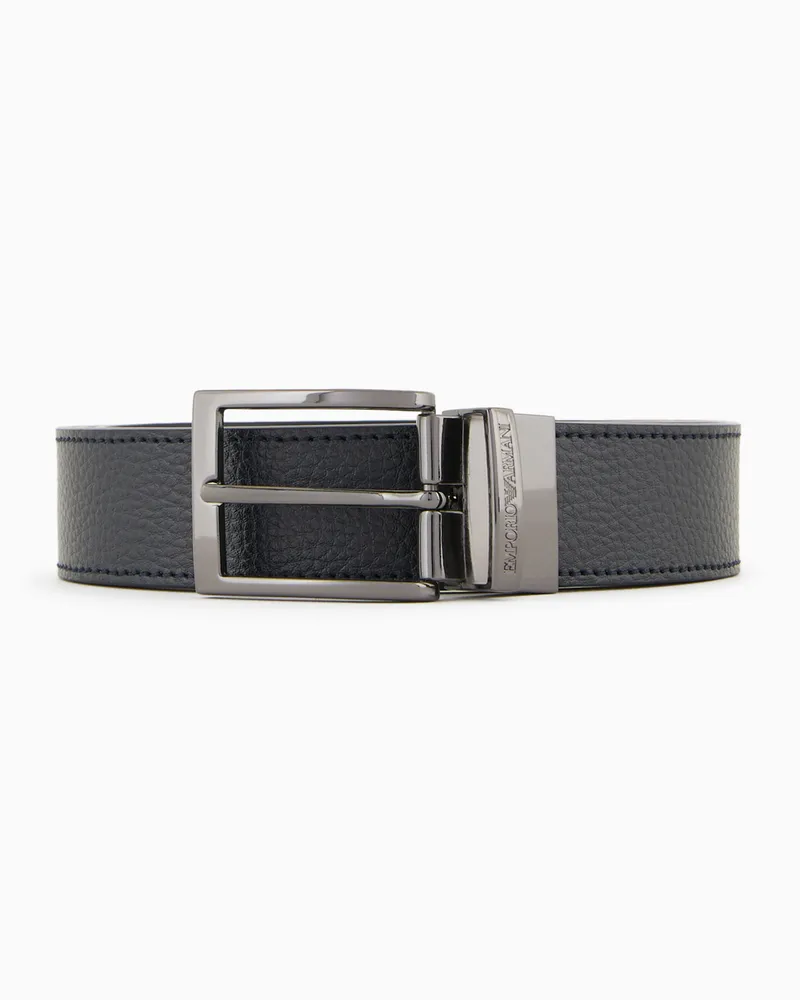 Emporio Armani Wendegürtel aus strukturiertem Leder mit Print Marineblau