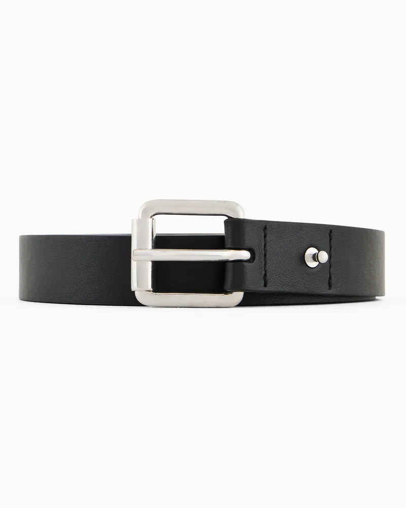 Emporio Armani Gürtel aus glattem Leder mit Adler-Plakette Schwarz