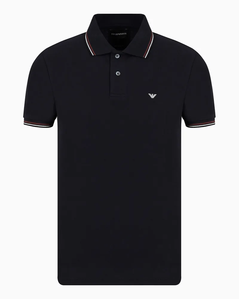 Emporio Armani Poloshirt Slim Fit aus Pikee mit Stretchanteil und Mikro-Adler Marineblau
