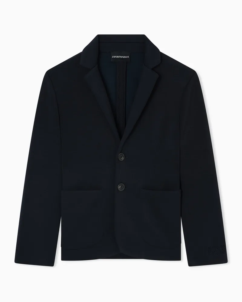 Emporio Armani Einreihiges Sakko aus Doublejersey Marineblau
