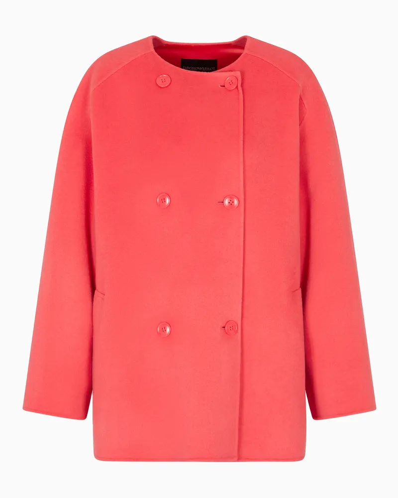 Emporio Armani Doppelreihiger Caban aus Wolle und Kaschmir Rot