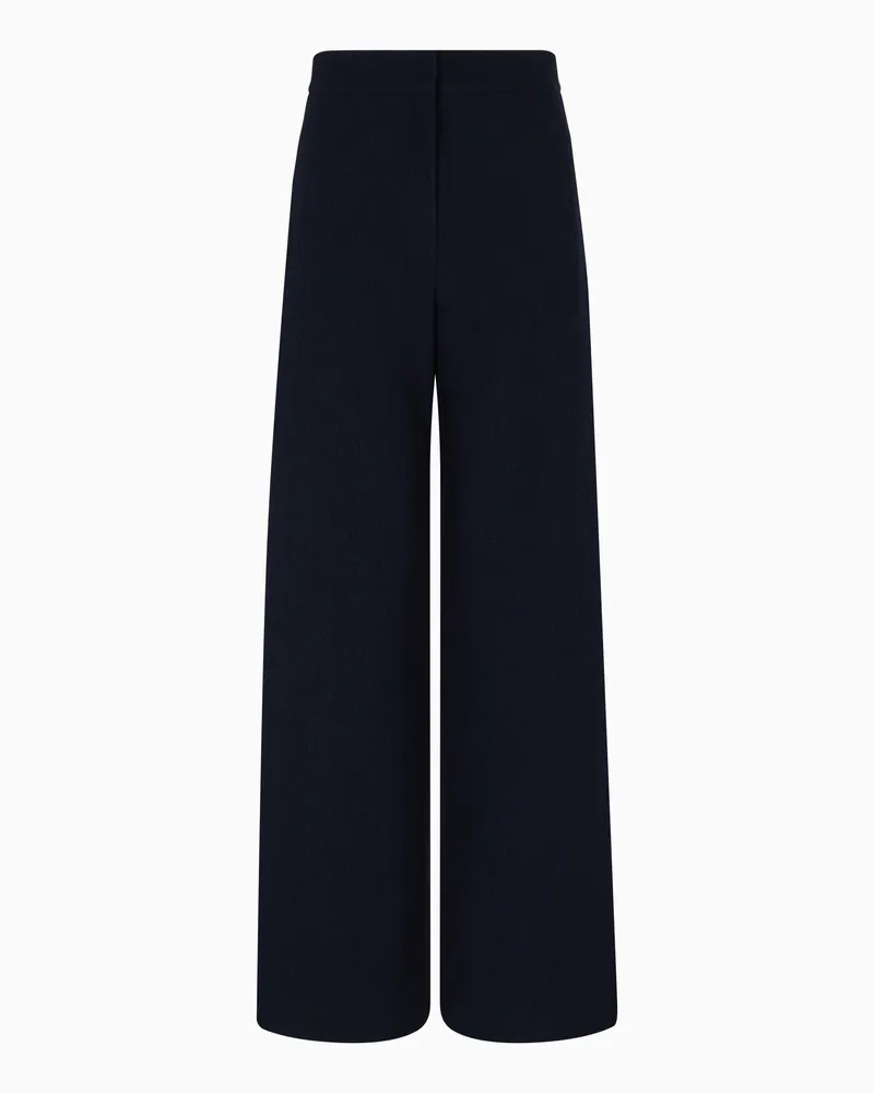 Emporio Armani Icon Hose aus Jacquard-Stoff mit weitem Bein und Chevron-Motiv Blau