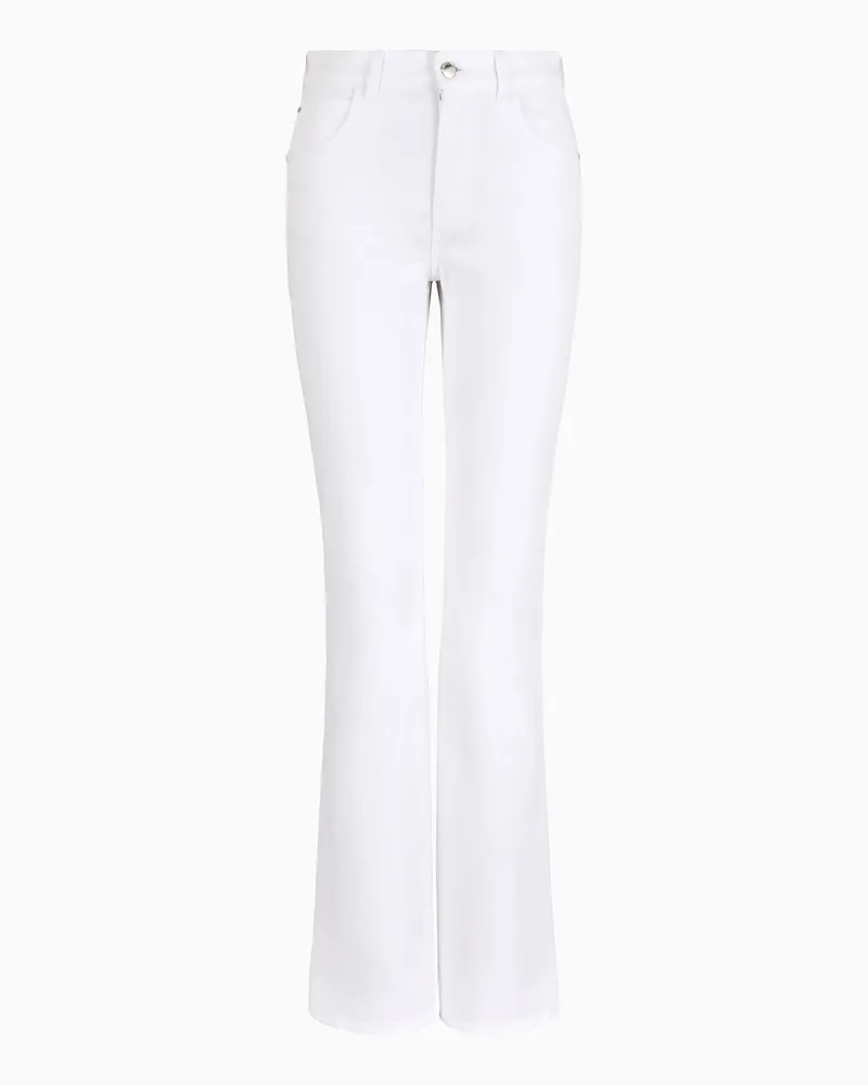 Emporio Armani Jeans J47 mit mittelhohem Bund und ausgestelltem Saum aus Stretch-Denim mit leichtem Used Look Weiß
