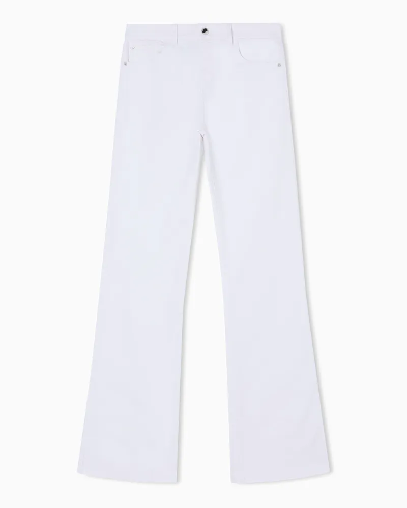 Emporio Armani Jeans J47 mit mittelhohem Bund und ausgestelltem Saum aus Stretch-Denim mit leichtem Used Look Weiß