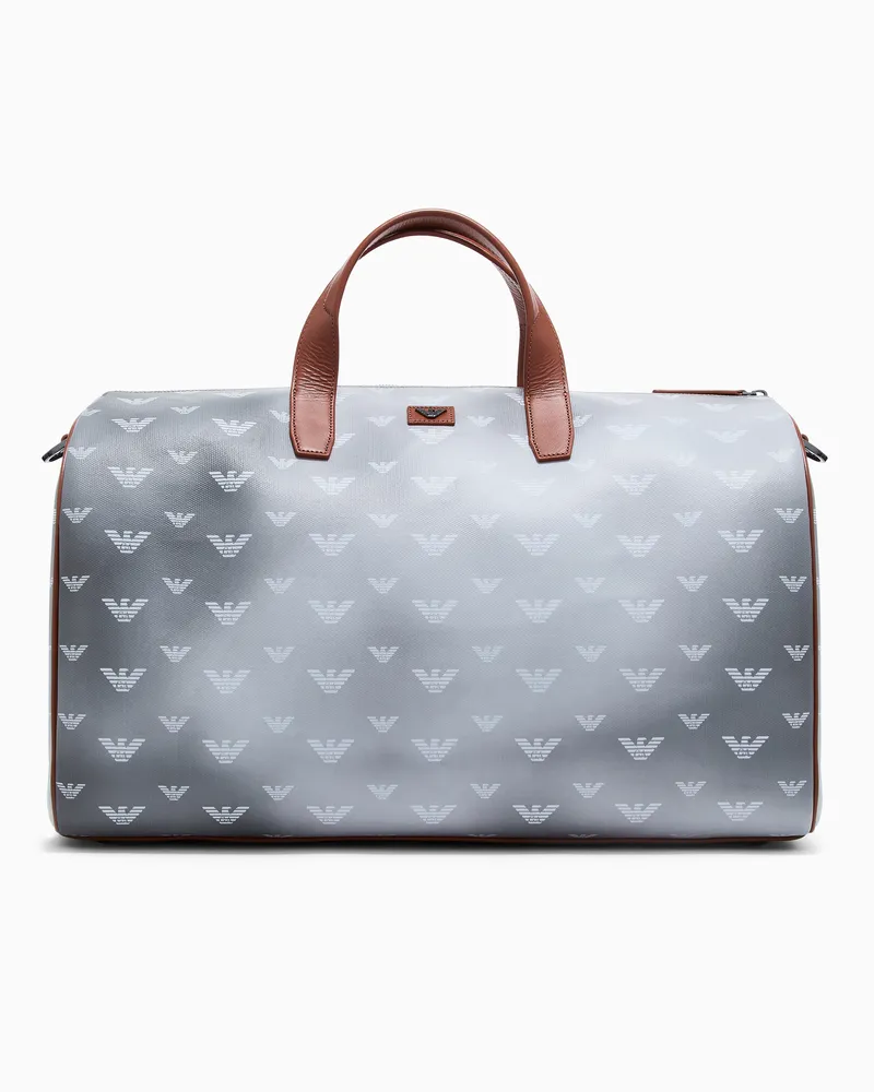 Emporio Armani Henkeltasche aus beschichtetem Canvas mit Allover-Adlerprint Grau