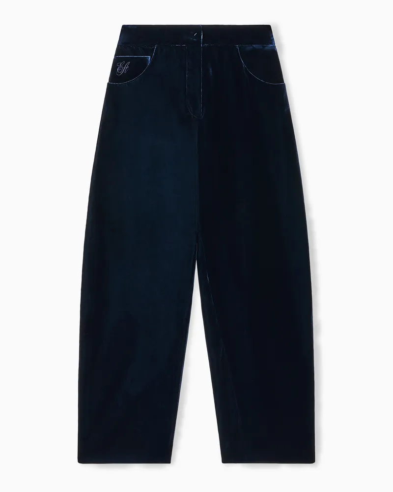 Emporio Armani Hose mit ovalem Bein, gefertigt aus fließendem Samt Marineblau