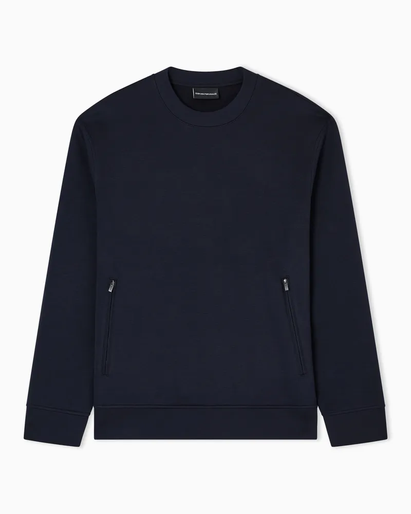 Emporio Armani Travel Essential Sweatshirt aus doppellagigem Jersey Marineblau