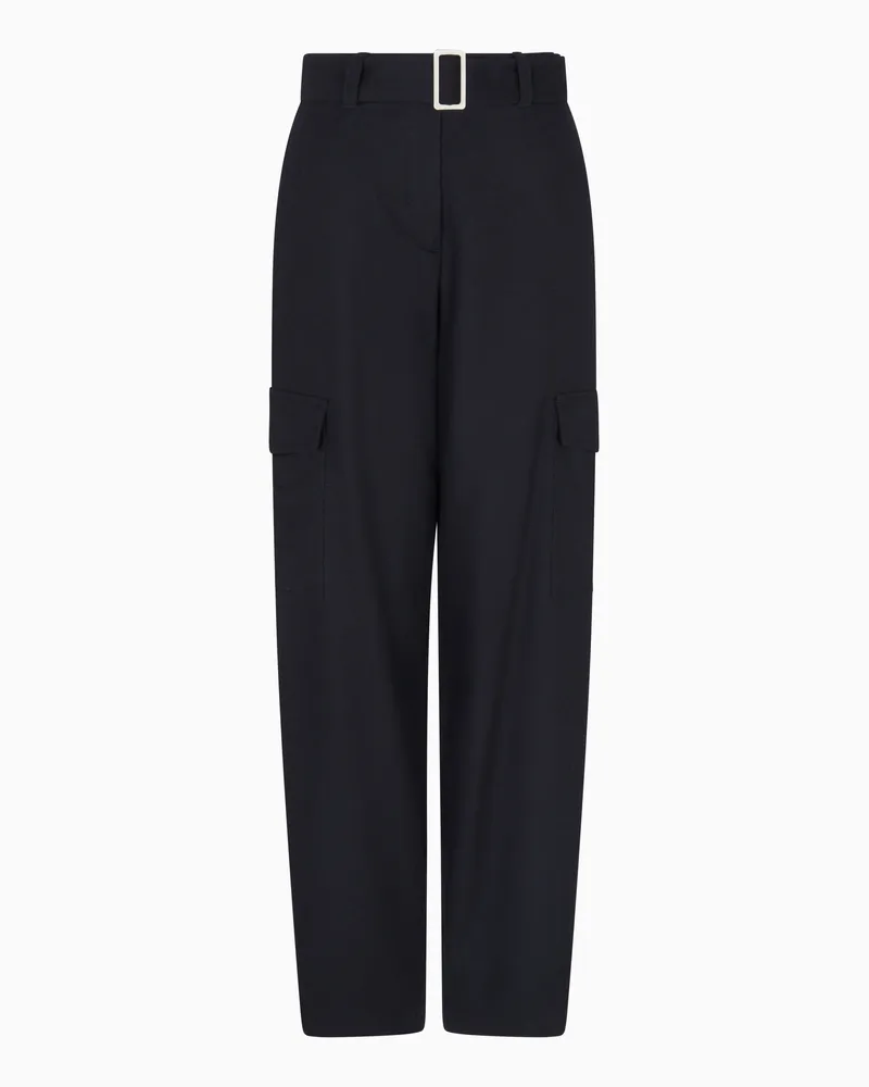 Emporio Armani Cargo-Hose aus der Winter Urbanism-Sonderkollektion, gefertigt aus einem Stoff aus Schurwoll-Mischung Marineblau