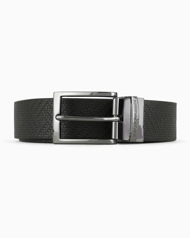 Emporio Armani Wendegürtel aus Leder mit Flecht-Print Schwarz