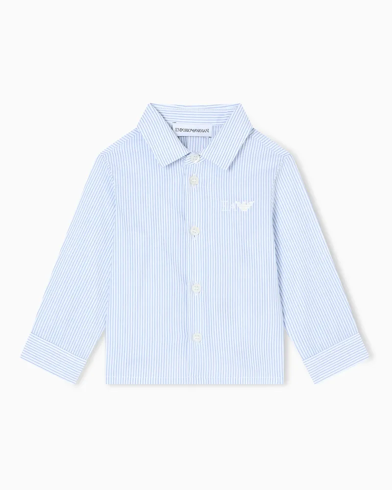 Emporio Armani Hemd aus Popeline mit Allover-Muster Weiß