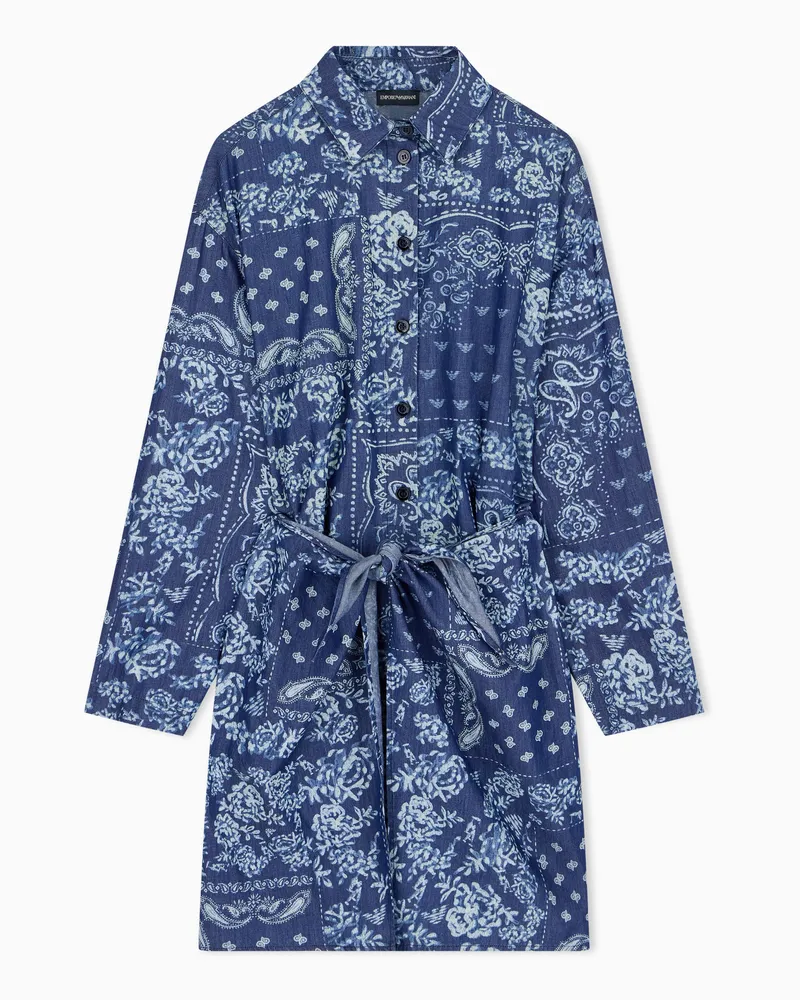 Emporio Armani Kleid aus Chambray mit Bandana-Print Blau