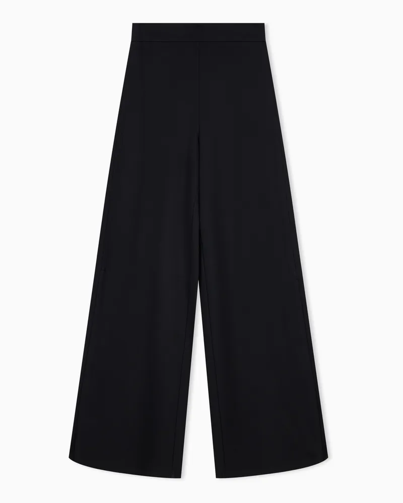 Emporio Armani Jerseyhose mit weitem Bein und seitlichem Reißverschluss Schwarz