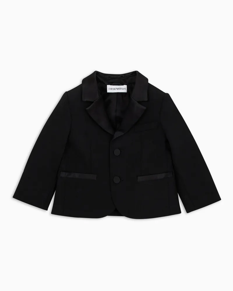 Emporio Armani Einreihiges Sakko aus Wolle mit Revers aus Satin Schwarz