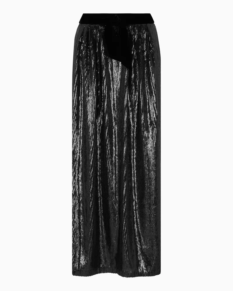 Emporio Armani Langer Rock mit Allover-Paillettenapplikation Schwarz