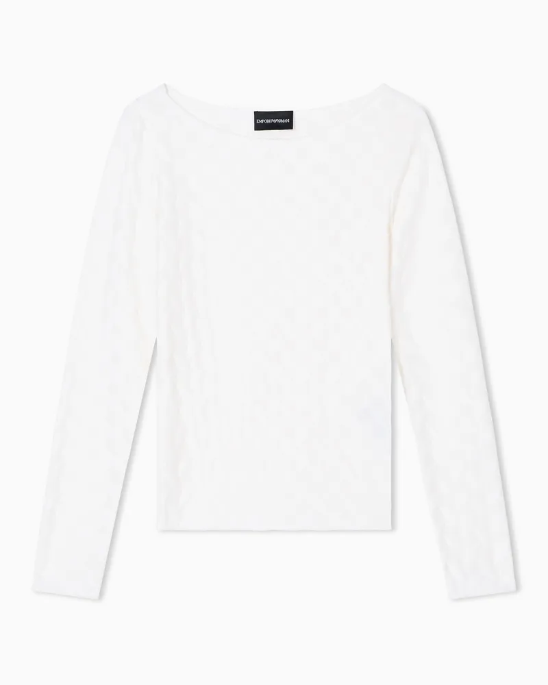 Emporio Armani Pullover aus Jersey in Jacquard-Stoff-Verarbeitung mit geometrischem Muster Weiß