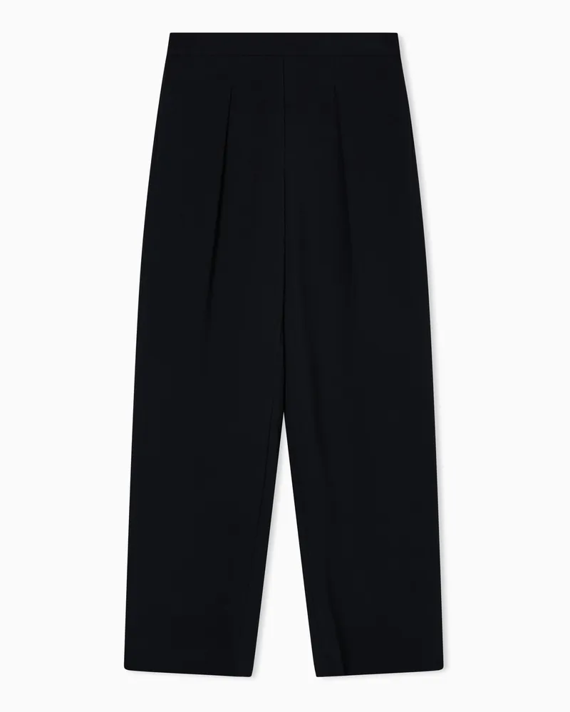 Emporio Armani Bundfaltenhose aus Sablé-Stretchgewebe Schwarz