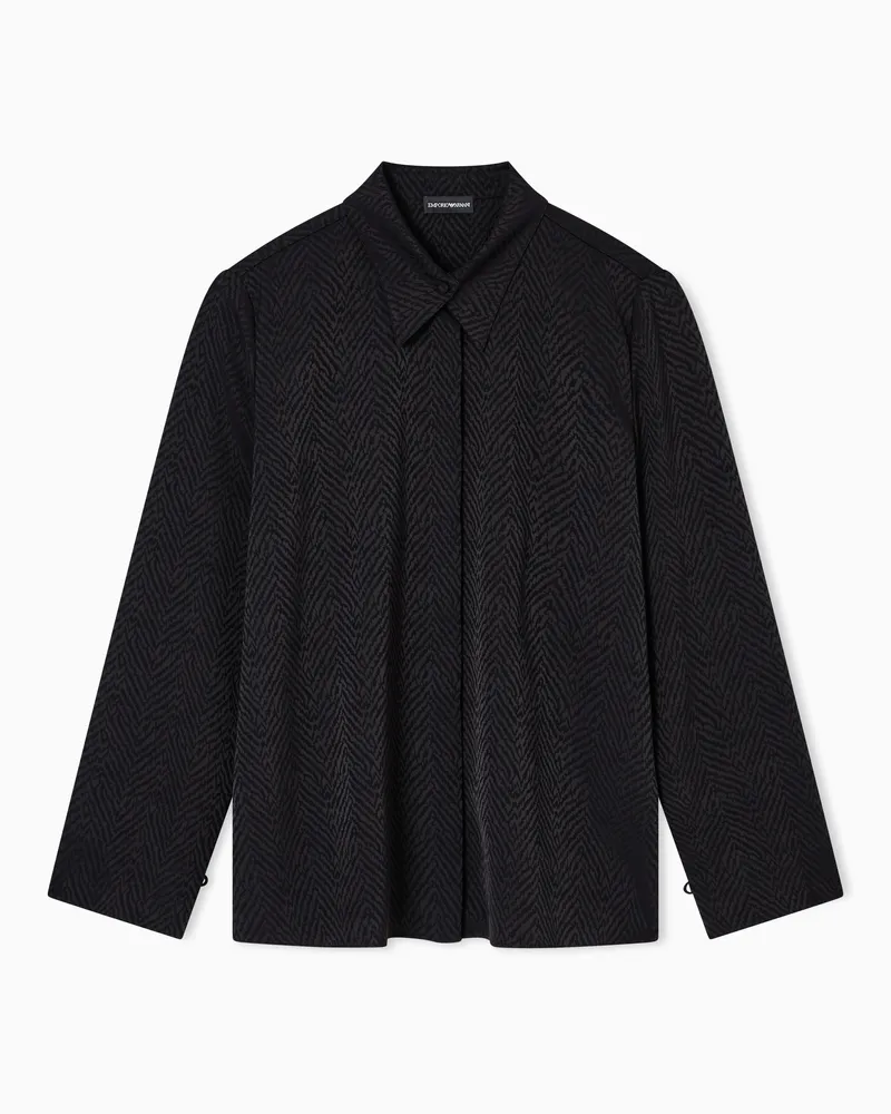 Emporio Armani Hemd mit Chevron-Motiv-Print Schwarz