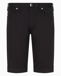 Emporio Armani Bermudashorts aus Komfortabler Glänzender Baumwolle mit Umschlag Schwarz