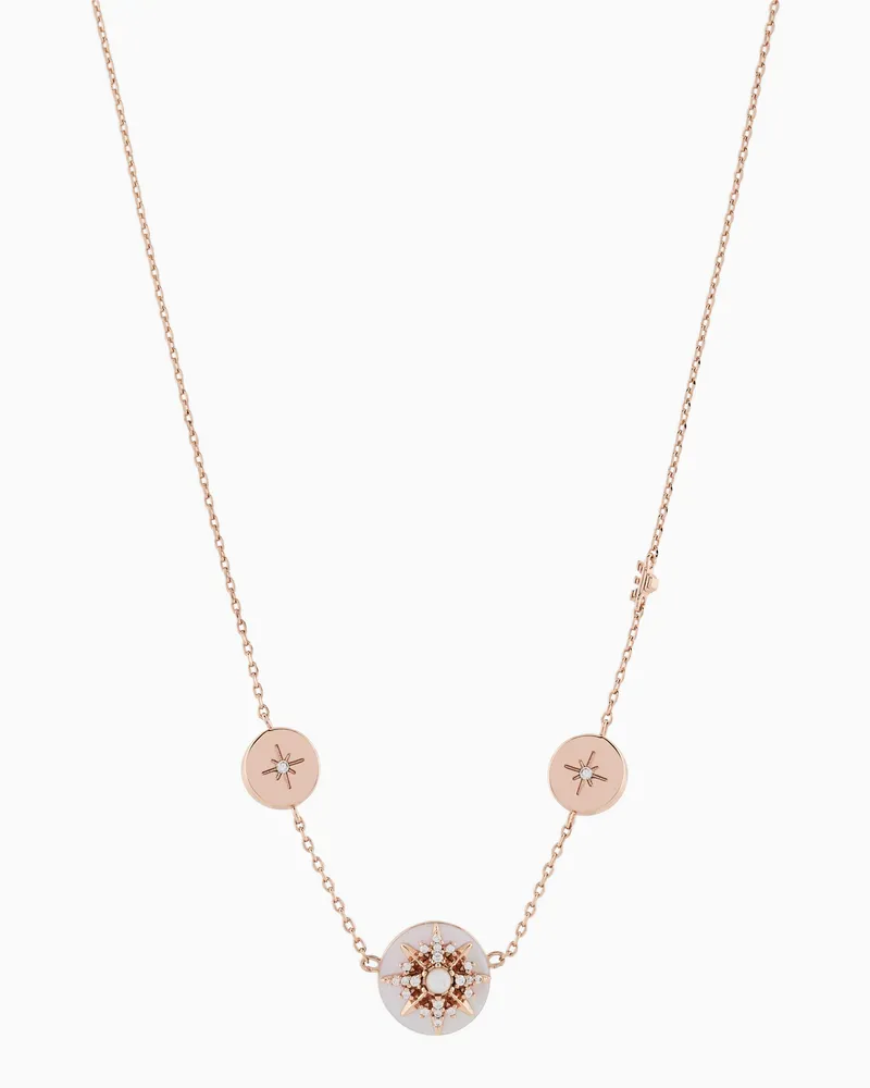 Emporio Armani Halskette aus Messing in Roségoldoptik mit Perlmutt-Details Mehrfarbig