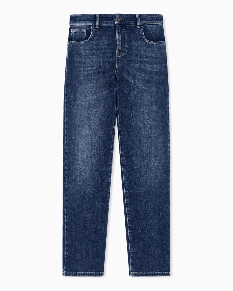 Emporio Armani Slim-Fit-Jeans J36 aus Stretch-Denim im Used-Look Blau