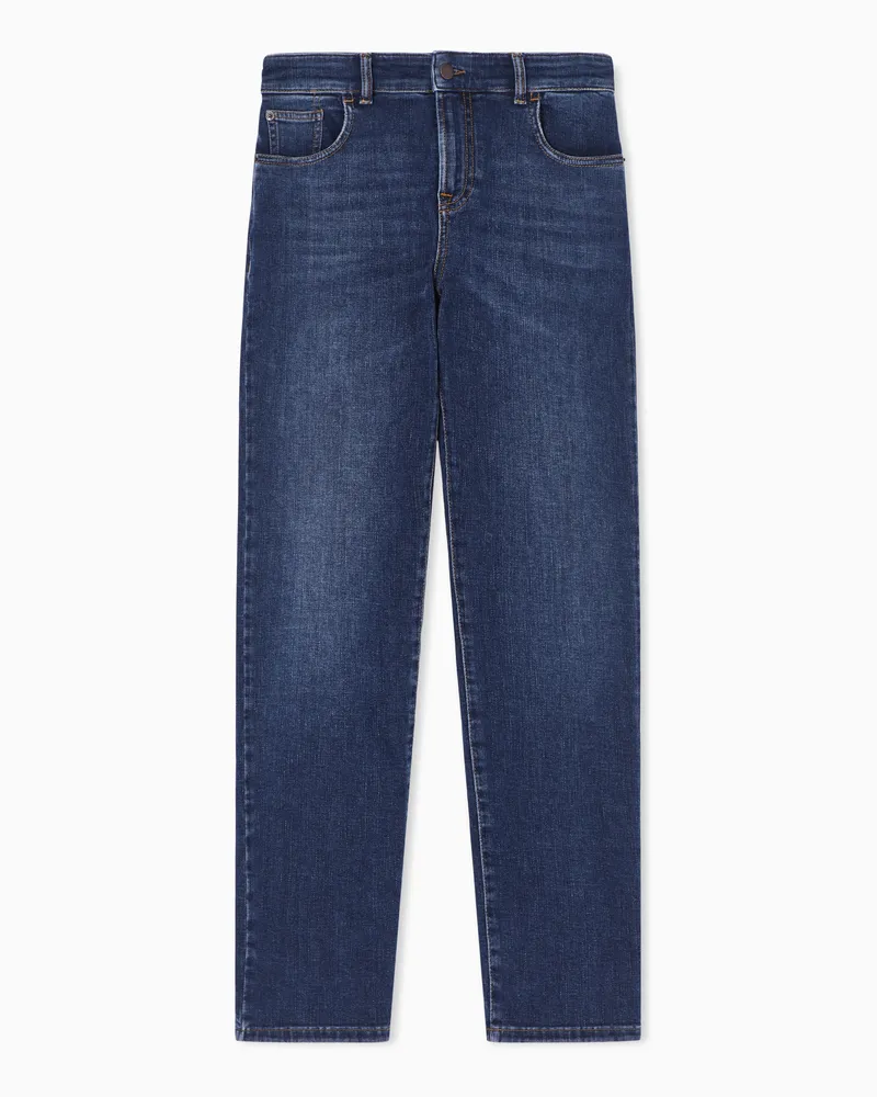 Emporio Armani Slim-Fit-Jeans J36 aus Stretch-Denim im Used-Look Blau